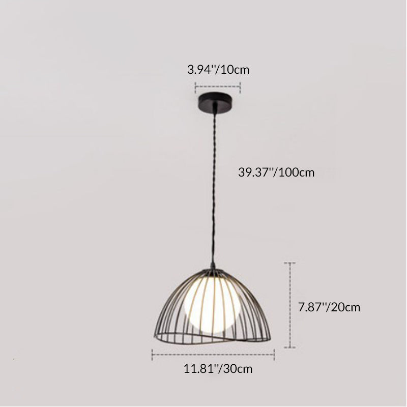 Traditional Vintage Line Iron Glass 1-Light Pendant Light For Dining Room