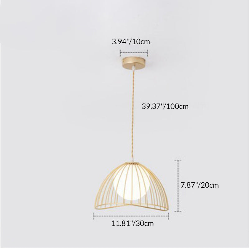 Traditional Vintage Line Iron Glass 1-Light Pendant Light For Dining Room