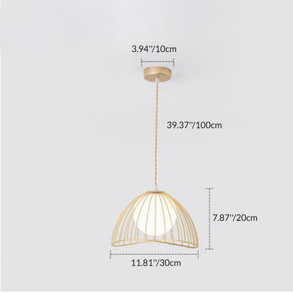 Traditional Vintage Line Iron Glass 1-Light Pendant Light For Dining Room