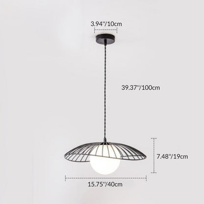 Traditional Vintage Line Iron Glass 1-Light Pendant Light For Dining Room