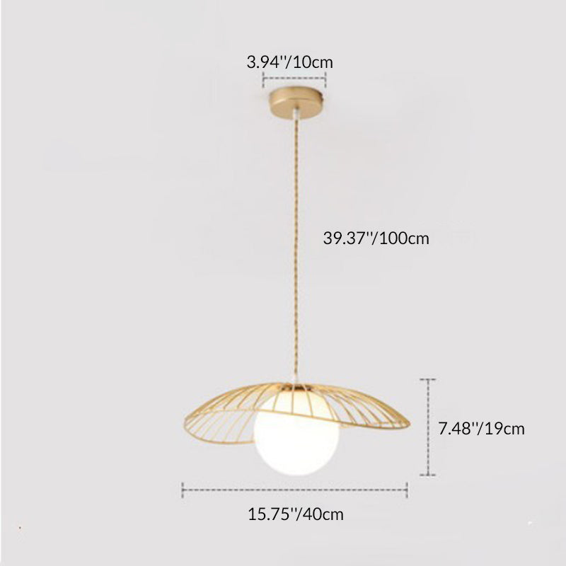 Traditional Vintage Line Iron Glass 1-Light Pendant Light For Dining Room