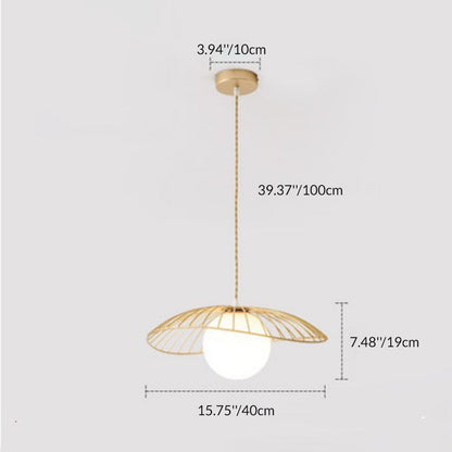 Traditional Vintage Line Iron Glass 1-Light Pendant Light For Dining Room