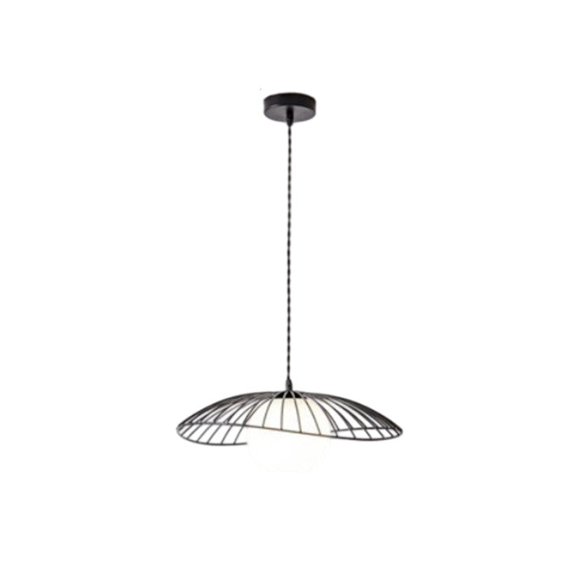 Traditional Vintage Line Iron Glass 1-Light Pendant Light For Dining Room