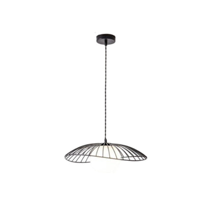 Traditional Vintage Line Iron Glass 1-Light Pendant Light For Dining Room