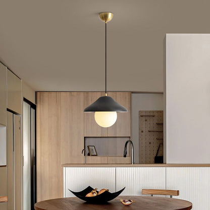 Contemporary Nordic Bowl-Shaped Ash Wood Glass 1-Light Pendant Light For Dining Room