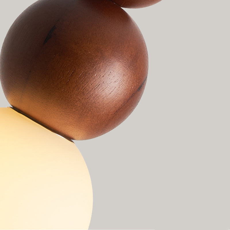 Traditional Vintage Gourd-Shaped Solid Wood Glass 1-Light Pendant Light For Bedroom
