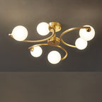 Traditional French Curved Iron Glass 4/6/9-light Semi-flush Mount Ceiling Light for Bedroom