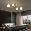 Traditional French Curved Iron Glass 4/6/9-light Semi-flush Mount Ceiling Light for Bedroom
