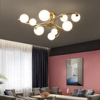 Traditional French Curved Iron Glass 4/6/9-light Semi-flush Mount Ceiling Light for Bedroom