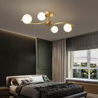 Traditional French Curved Iron Glass 4/6/9-light Semi-flush Mount Ceiling Light for Bedroom