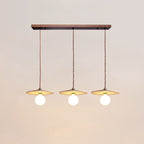 Contemporary Nordic Disc-shaped Metal Travertine Glass 1/3-Light Pendant Light For Dining Room