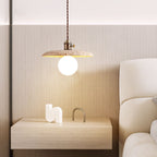 Contemporary Nordic Disc-shaped Metal Travertine Glass 1/3-Light Pendant Light For Dining Room