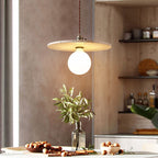 Contemporary Nordic Disc-shaped Metal Travertine Glass 1/3-Light Pendant Light For Dining Room