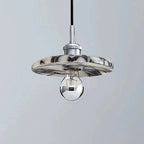 Contemporary Scandinavian Disc-Shaped Metal Marble 1-Light Pendant Light For Dining Room