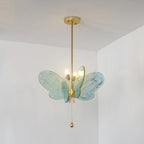 Contemporary Creative Butterfly-Shaped Resin Hardware 2-Light Pendant Light For Bedroom