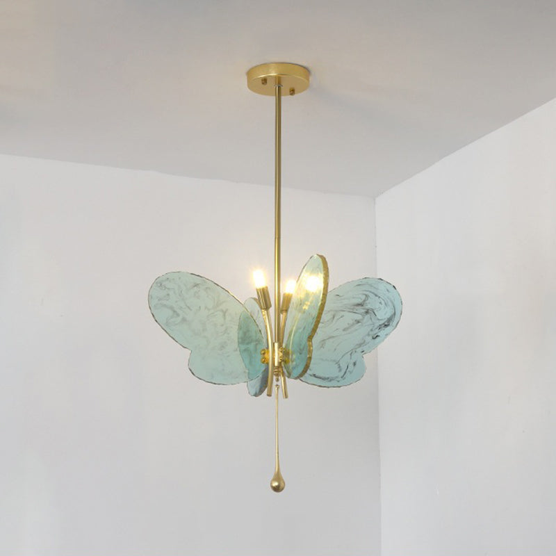 Contemporary Creative Butterfly-Shaped Resin Hardware 2-Light Pendant Light For Bedroom
