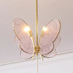 Contemporary Creative Butterfly-Shaped Resin Hardware 2-Light Pendant Light For Bedroom