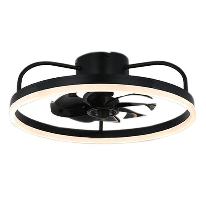 Contemporary Nordic Rotatable Circular Copper Iron Acrylic LED Semi-Flush Mount Ceiling Fan Light For Living Room