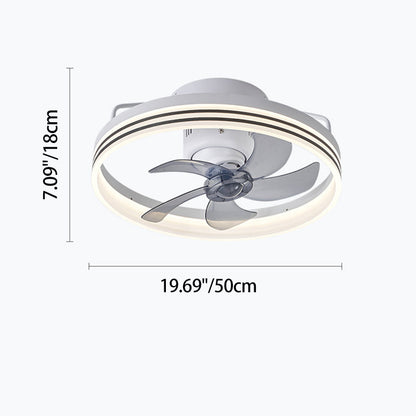 Contemporary Nordic Rotatable Circular Copper Iron Acrylic LED Semi-Flush Mount Ceiling Fan Light For Living Room