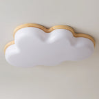 Lumendat Modern Minimalist Kids Cloud-Shaped Rubberwood Acrylic LED Flush Mount Ceiling Light For Bedroom Lumendat