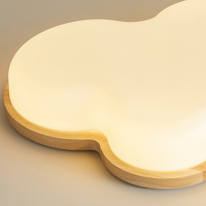 Lumendat Modern Minimalist Kids Cloud-Shaped Rubberwood Acrylic LED Flush Mount Ceiling Light For Bedroom Lumendat
