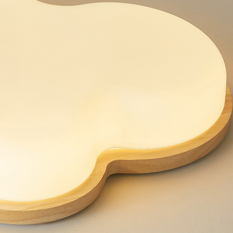 Lumendat Modern Minimalist Kids Cloud-Shaped Rubberwood Acrylic LED Flush Mount Ceiling Light For Bedroom Lumendat
