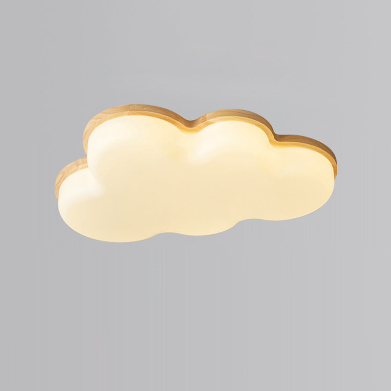 Lumendat Modern Minimalist Kids Cloud-Shaped Rubberwood Acrylic LED Flush Mount Ceiling Light For Bedroom Lumendat