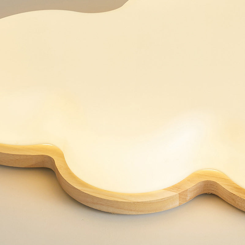 Lumendat Modern Minimalist Kids Cloud-Shaped Rubberwood Acrylic LED Flush Mount Ceiling Light For Bedroom Lumendat