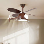 Lumendat Contemporary Creative Kids Airplane-Shaped Wooden Iron Acrylic LED Downrods Ceiling Fan Light For Bedroom Lumendat