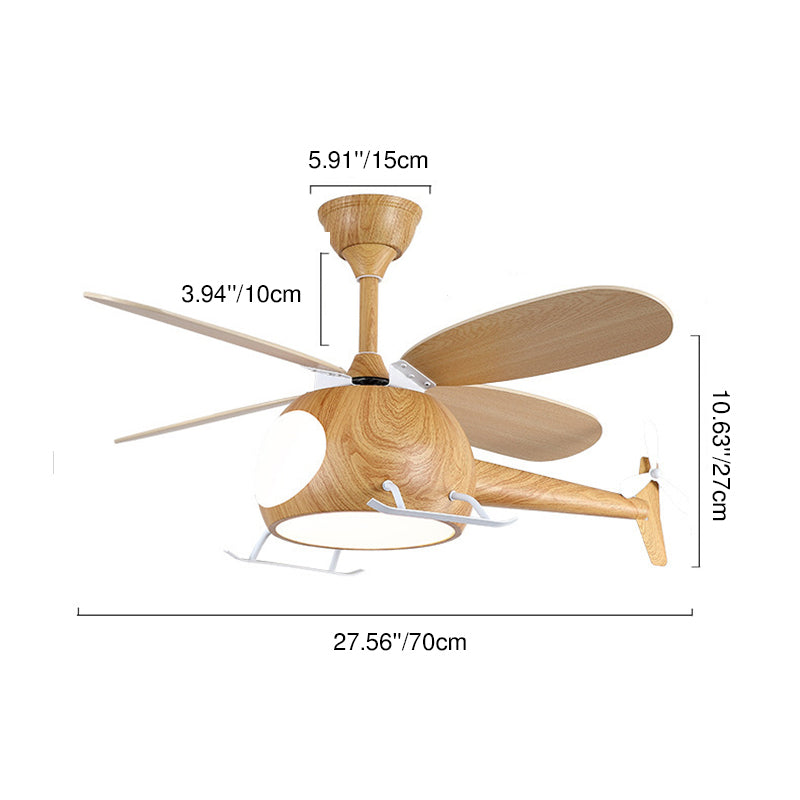 Lumendat Contemporary Creative Kids Airplane-Shaped Wooden Iron Acrylic LED Downrods Ceiling Fan Light For Bedroom Lumendat