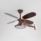 Lumendat Contemporary Creative Kids Airplane-Shaped Wooden Iron Acrylic LED Downrods Ceiling Fan Light For Bedroom Lumendat