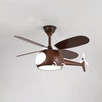 Lumendat Contemporary Creative Kids Airplane-Shaped Wooden Iron Acrylic LED Downrods Ceiling Fan Light For Bedroom Lumendat