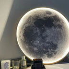 Contemporary Creative Round Moon Pattern Iron Acrylic LED Wall Sconce Lamp For Bedroom