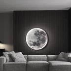 Contemporary Creative Round Moon Pattern Iron Acrylic LED Wall Sconce Lamp For Bedroom