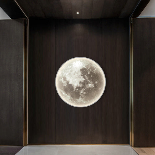 Contemporary Creative Round Moon Pattern Iron Acrylic LED Wall Sconce Lamp For Bedroom