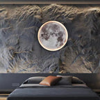 Contemporary Creative Round Moon Pattern Iron Acrylic LED Wall Sconce Lamp For Bedroom