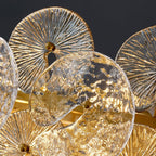 Traditional Luxury Round Teardrop Crystal Copper Glass 6/9/12-light Chandelier for Living Room BulbSquare