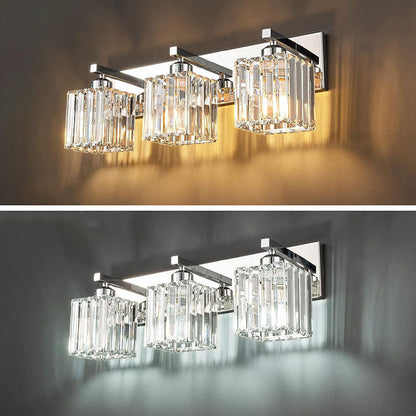 Traditional French Square Metal Crystal 2/3/4-Light Vanity Light Wall Sconce Lamp For Bedroom