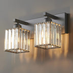 Traditional French Square Metal Crystal 2/3/4-Light Vanity Light Wall Sconce Lamp For Bedroom