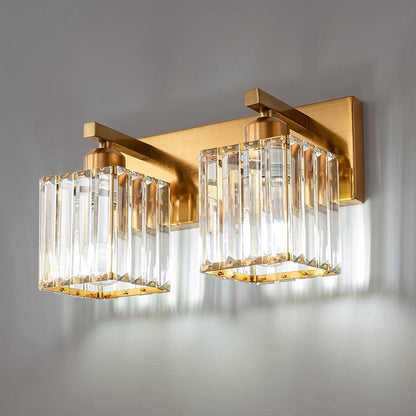 Traditional French Square Metal Crystal 2/3/4-Light Vanity Light Wall Sconce Lamp For Bedroom
