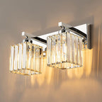 Traditional French Square Metal Crystal 2/3/4-Light Vanity Light Wall Sconce Lamp For Bedroom