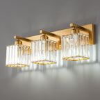 Traditional French Square Metal Crystal 2/3/4-Light Vanity Light Wall Sconce Lamp For Bedroom