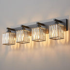 Traditional French Square Metal Crystal 2/3/4-Light Vanity Light Wall Sconce Lamp For Bedroom