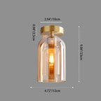 Contemporary Nordic Cylindrical Iron Glass 1-light Semi-flush Mount Ceiling Light for Hallway