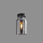 Contemporary Nordic Cylindrical Iron Glass 1-light Semi-flush Mount Ceiling Light for Hallway