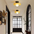 Contemporary Nordic Round Ball Copper Glass 1-light Semi-flush Mount Ceiling Light for Hallway BulbSquare