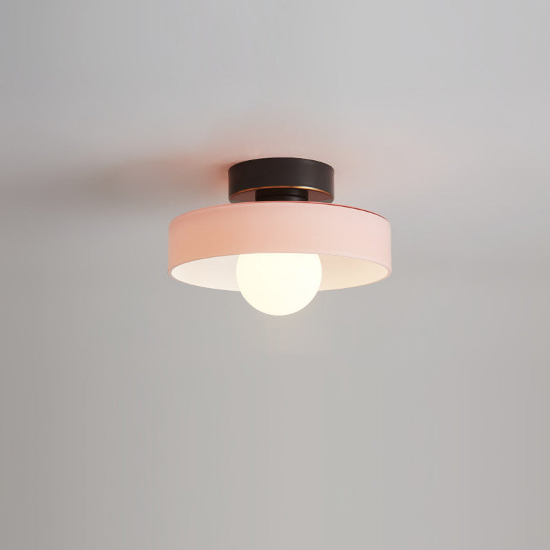 Contemporary Nordic Round Ball Copper Glass 1-light Semi-flush Mount Ceiling Light for Hallway
