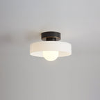 Contemporary Nordic Round Ball Copper Glass 1-light Semi-flush Mount Ceiling Light for Hallway BulbSquare