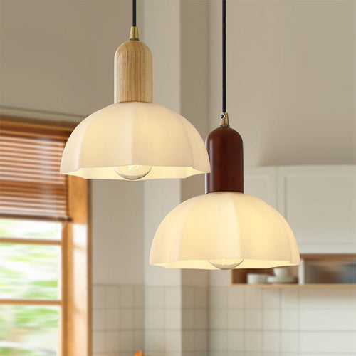 Traditional Vintage Octagonal Iron Rubber Wood Glass 1/2/3-light Pendant Light for Dining Room