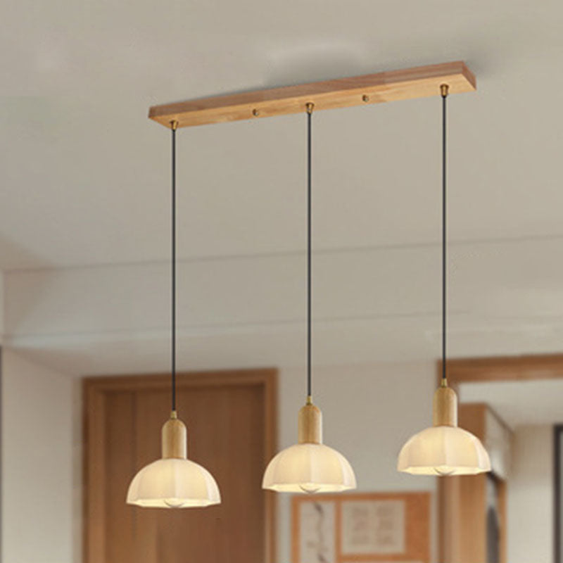 Traditional Vintage Octagonal Iron Rubber Wood Glass 1/2/3-light Pendant Light for Dining Room